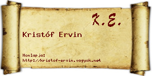 Kristóf Ervin névjegykártya