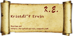 Kristóf Ervin névjegykártya